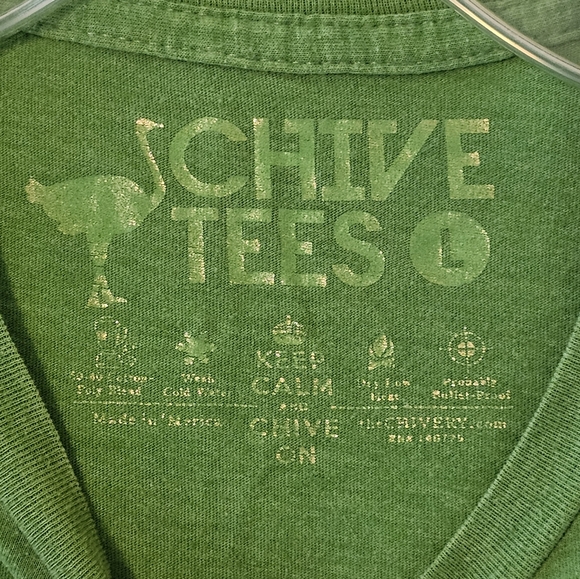 Authentic The KCCO Tee Men's Large "Keep Calm and Chive On" Green Cotton Blend - Picture 5 of 7